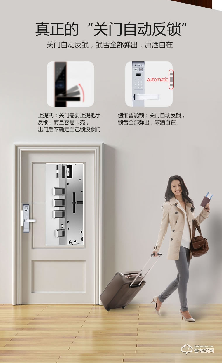 创维智能锁 S1防盗门智能锁酒店门锁电子门锁