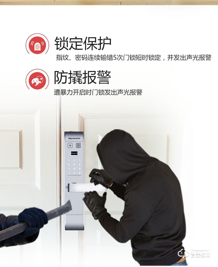 创维智能锁 S1防盗门智能锁酒店门锁电子门锁