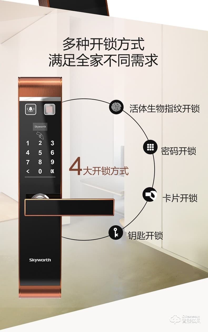 创维智能锁 R8家用智能锁C级锁芯密码锁