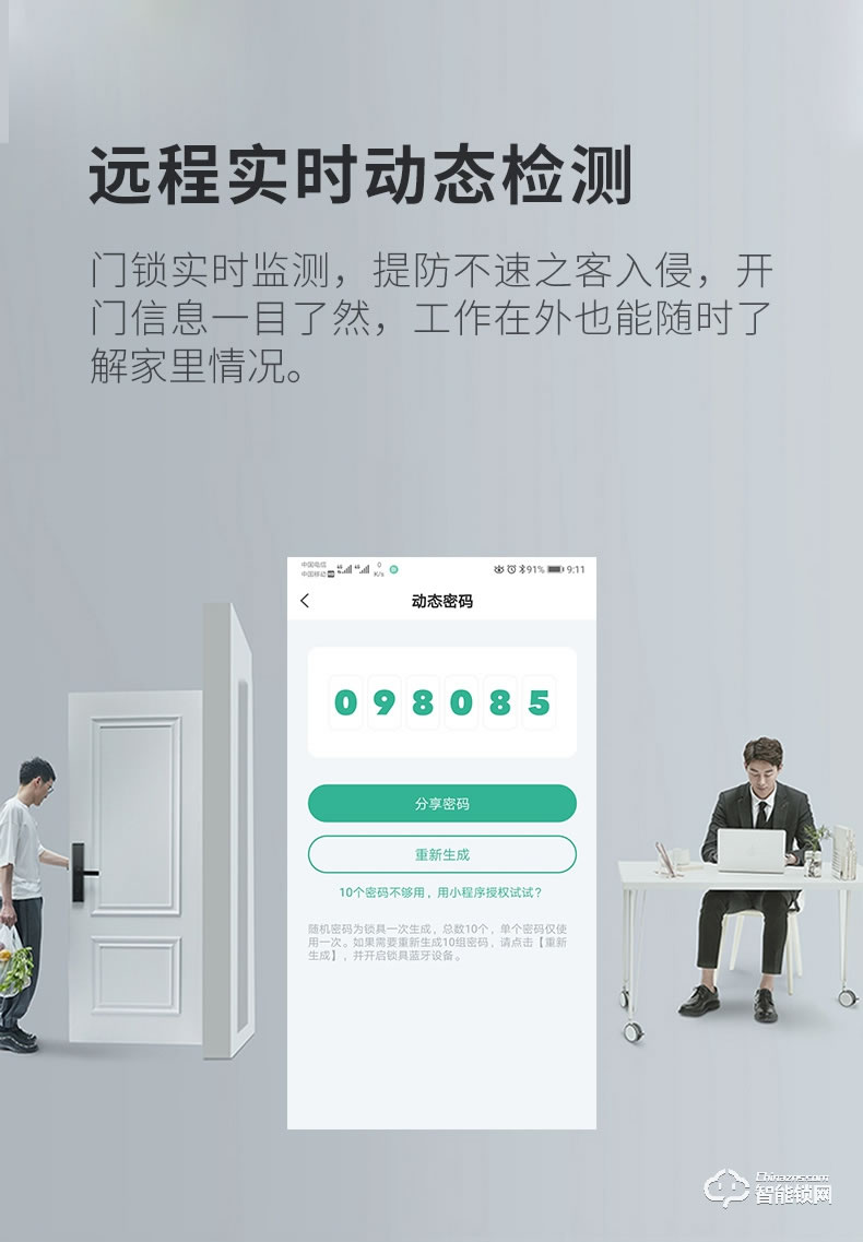 德施曼智能锁 T91P家用防盗门智能锁电子密码锁