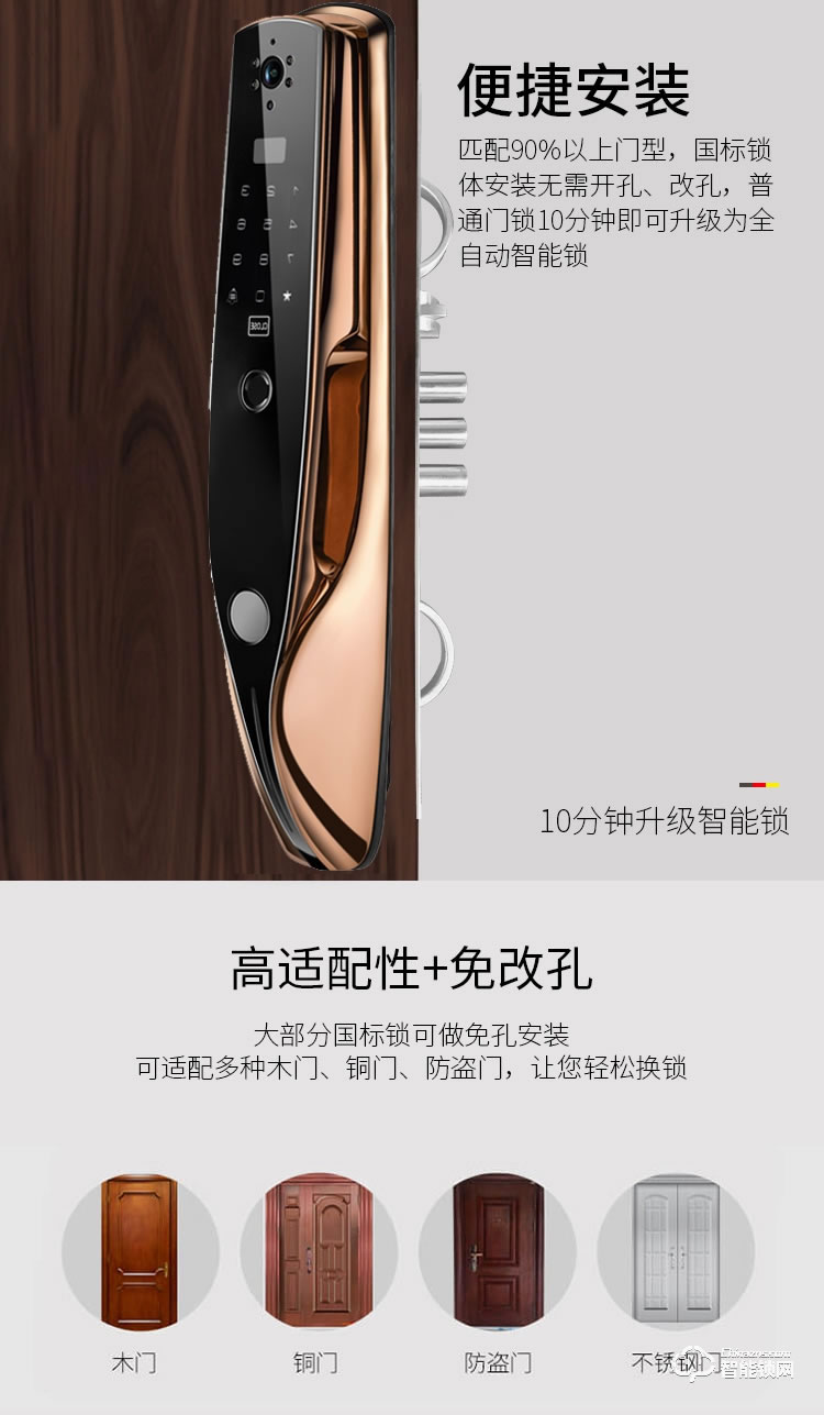 孚睿智能锁 可视猫眼门铃家用智能锁