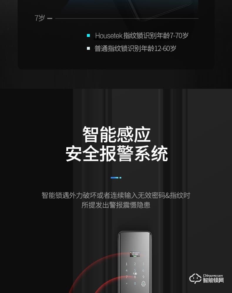 Housetek智能锁 H15防盗门木门智能门锁