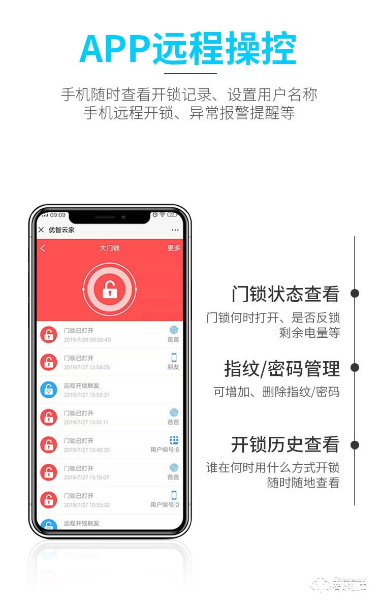 普利邦智能锁 全自动带监控摄像头智能锁