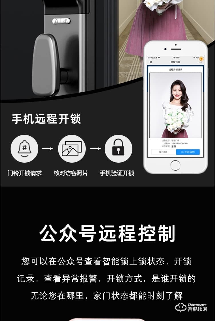 普利邦智能锁 全自动猫眼可视大屏监控抓拍锁