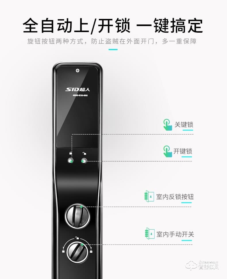 超人智能锁 Q1-R人脸识别监控家用防盗门锁