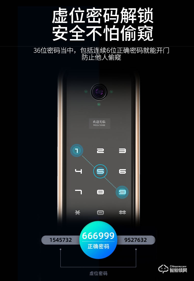 艾仕臣智能锁 ASC-QA002全自动远程监控摄像头电子锁