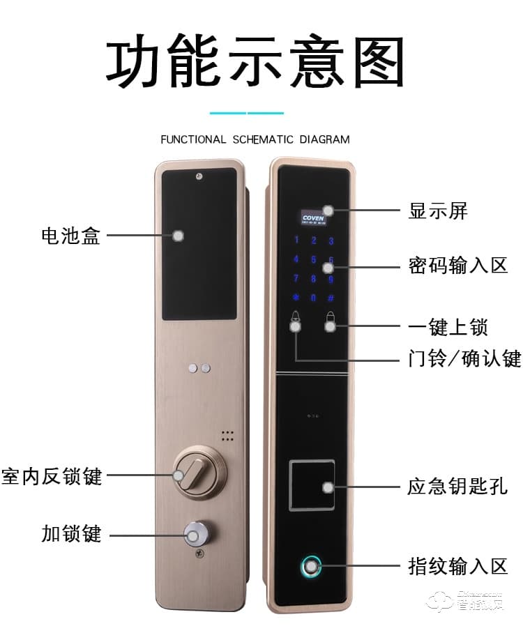 科纹智能锁 8808时尚直板密码锁智能门锁