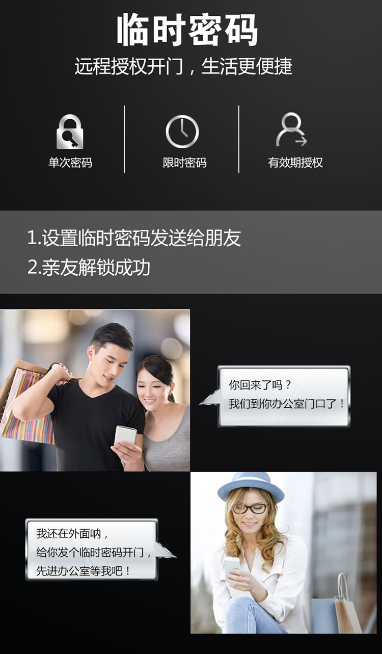皇家金盾智能锁 S600免开孔办公室玻璃门锁