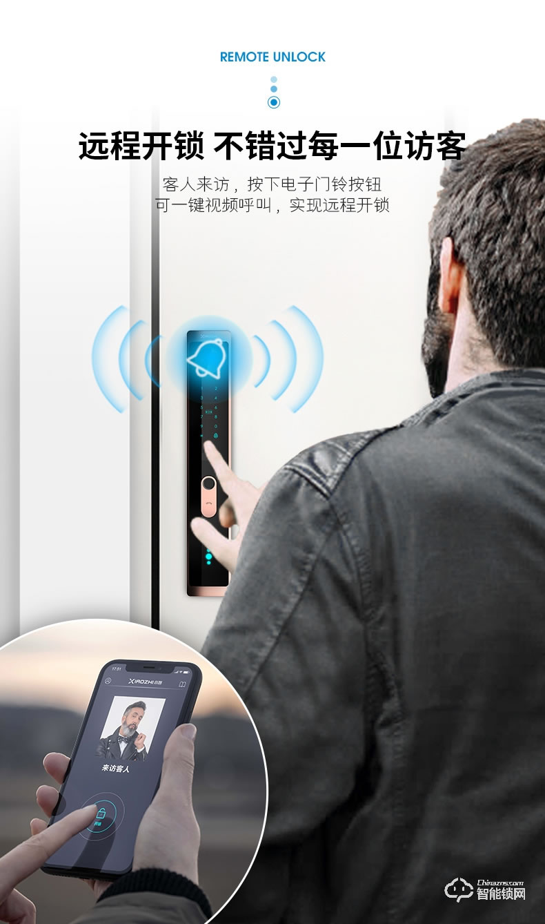 小智智能锁 V8全自动3D人脸识别指纹锁