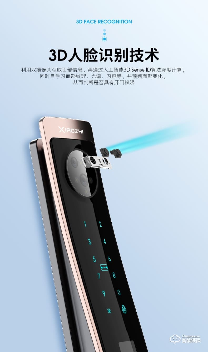 小智智能锁 V8全自动3D人脸识别指纹锁