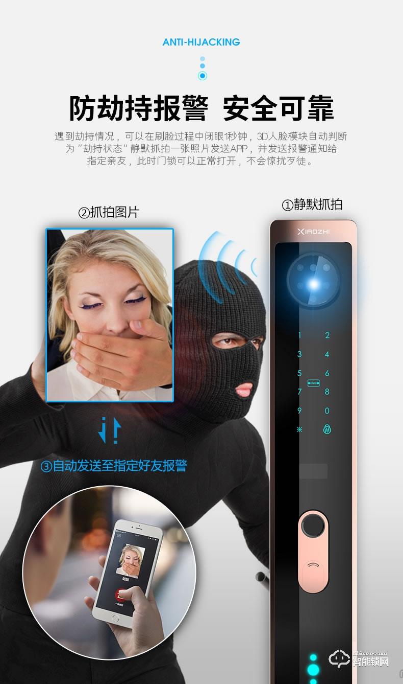 小智智能锁 V8全自动3D人脸识别指纹锁