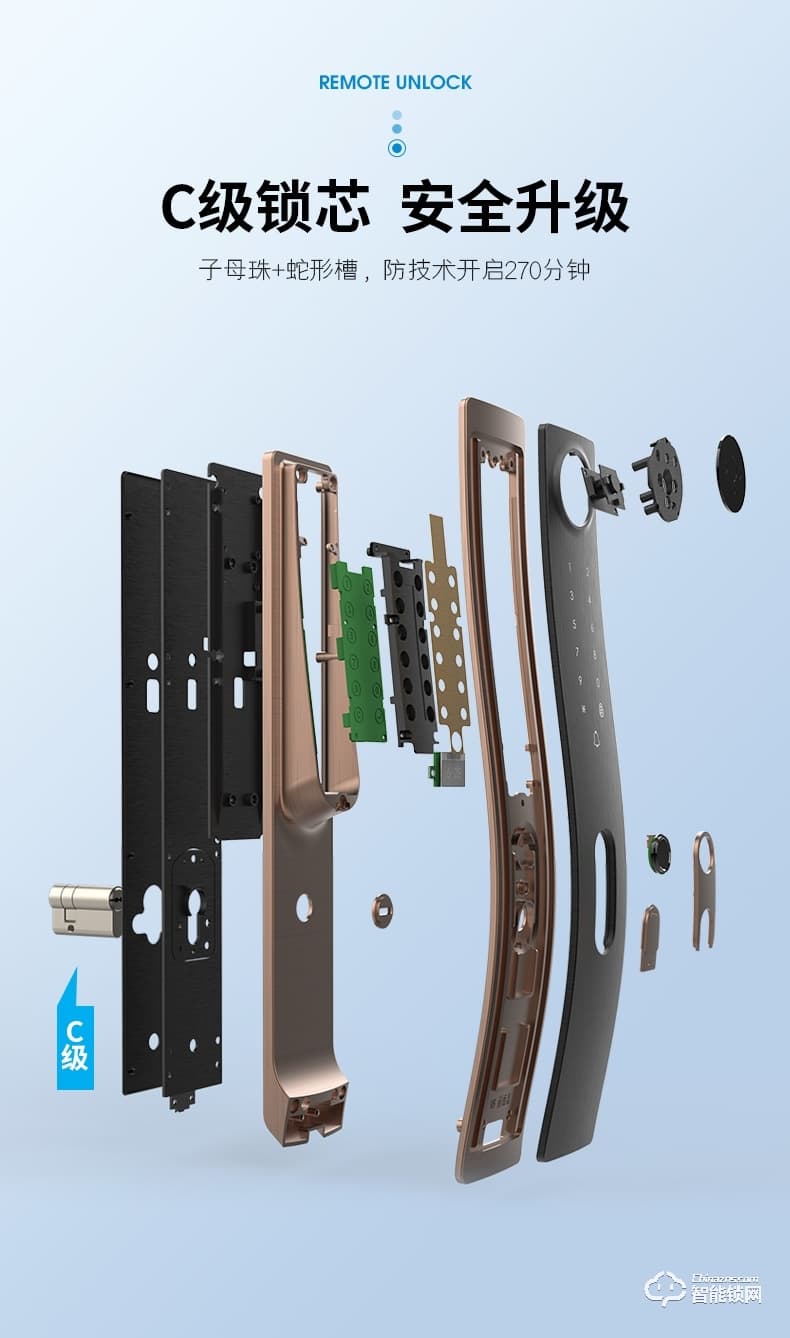 小智智能锁 V8全自动3D人脸识别指纹锁