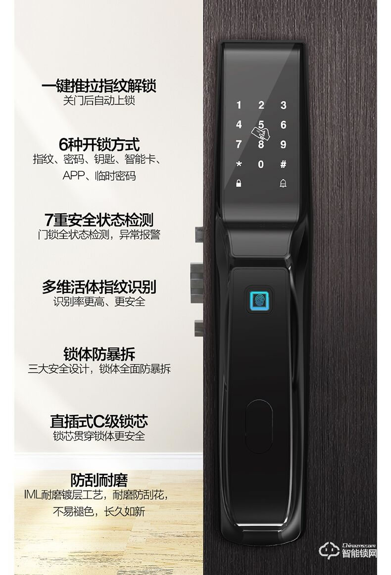 乐固智能锁 防盗门推拉式智能密码锁