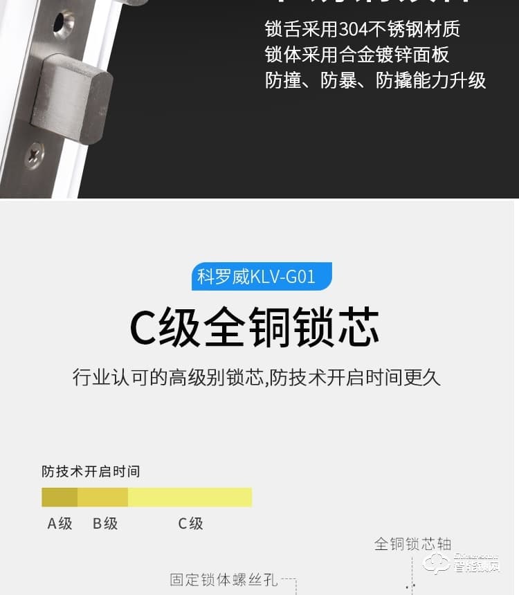 科罗威智能锁 KLV-G01防盗锁密码刷卡锁