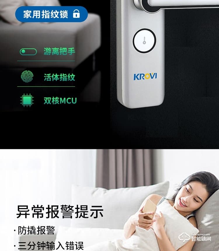 科罗威智能锁 KLV-G01防盗锁密码刷卡锁