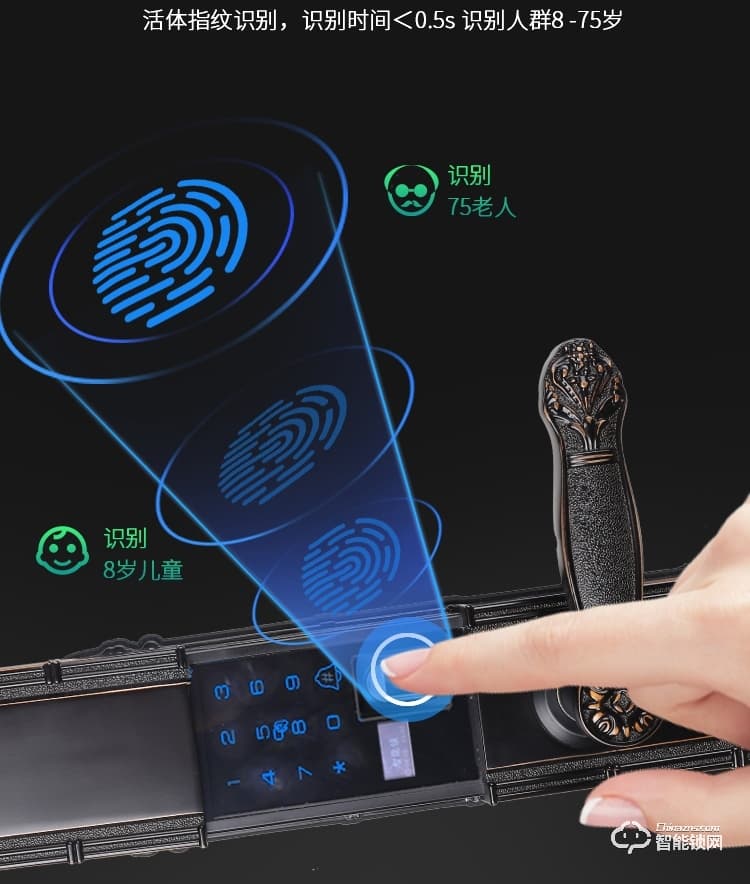 科罗威智能锁 LKV-D02别墅双开门指纹锁滑盖欧式锁