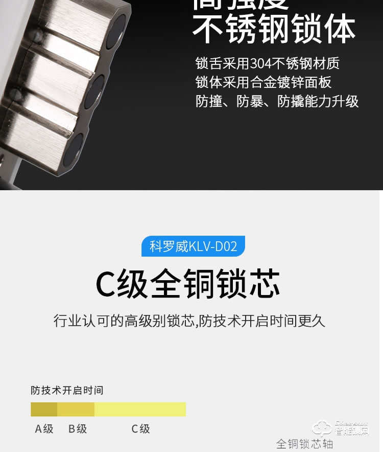 科罗威智能锁 LKV-D02别墅双开门指纹锁滑盖欧式锁