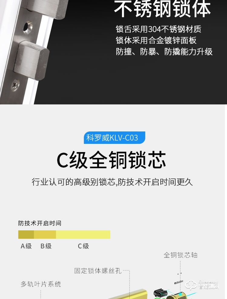 科罗威智能锁 KLV-C03滑盖智能锁家用防盗门锁
