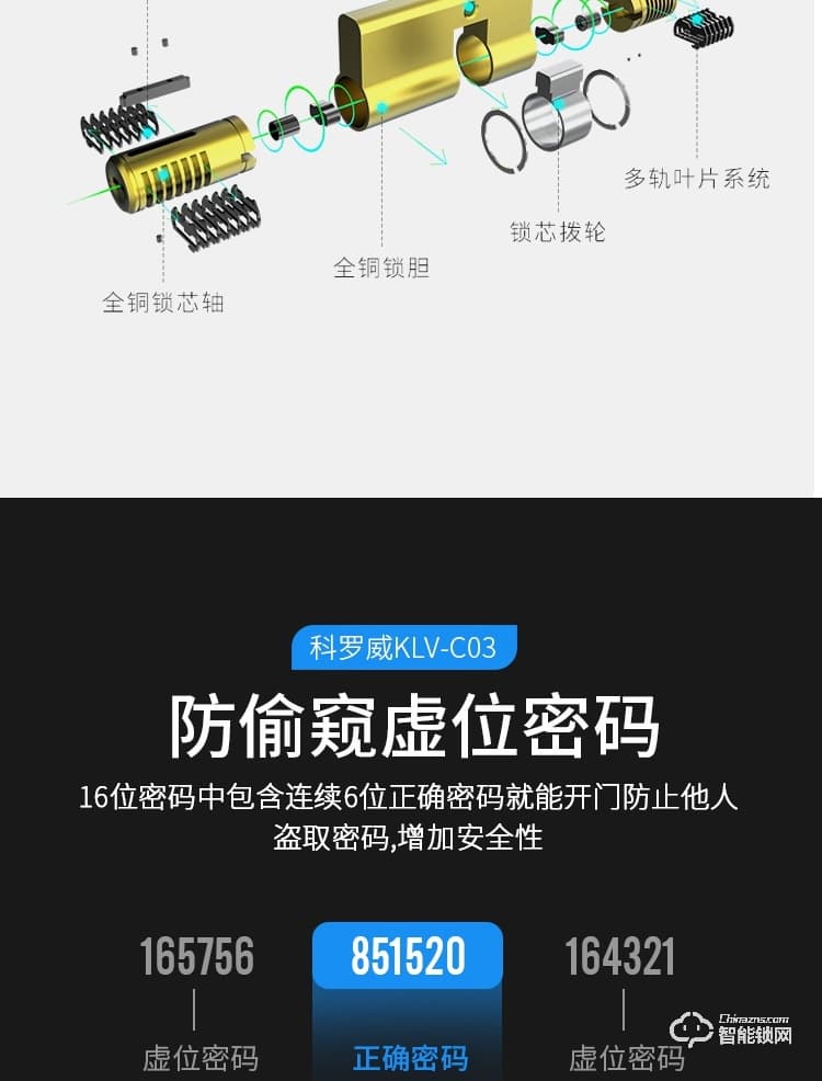 科罗威智能锁 KLV-C03滑盖智能锁家用防盗门锁