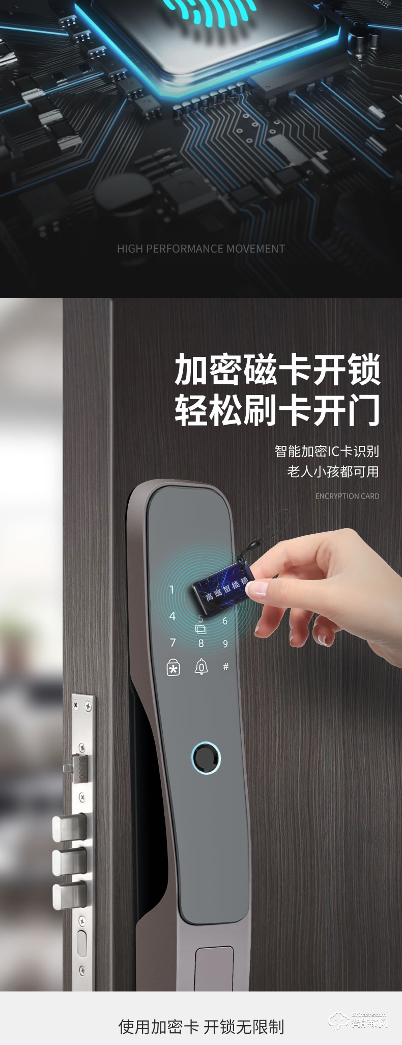 蓝君智能锁 家用防盗门推拉式智能门锁