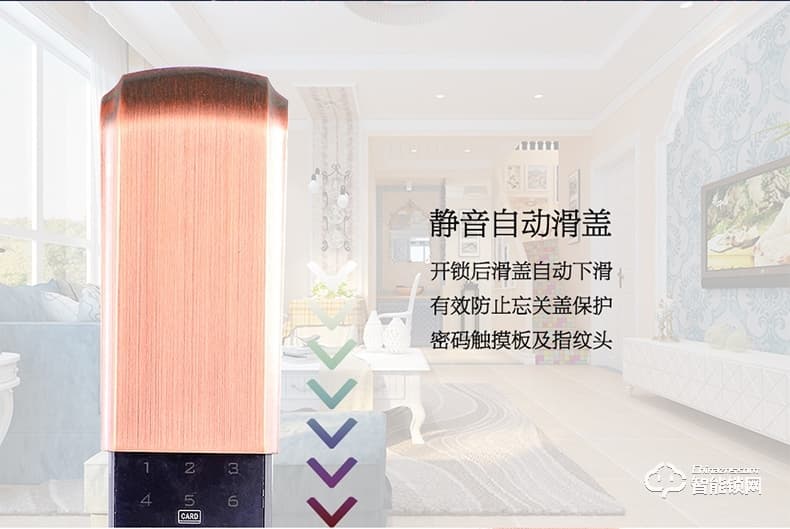 朗菲智能锁 防盗自动滑盖大门锁