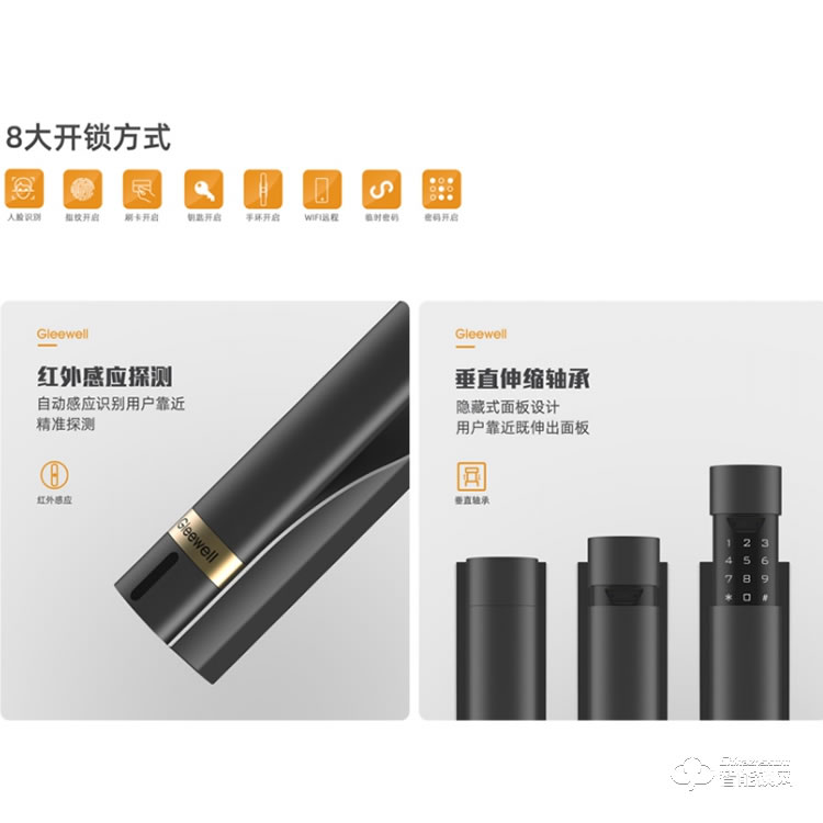 格里维尔智能人脸识别锁 艾克斯红外线感应智能锁