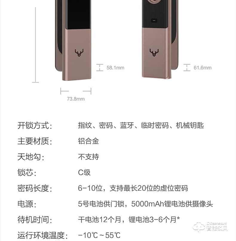 鹿客智能锁 R1M猫眼智家用防盗门电子锁