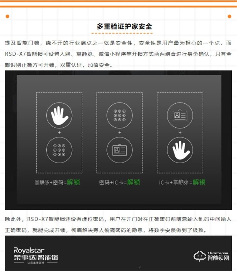 荣事达智能锁RSD-X7 全自动人脸识别款