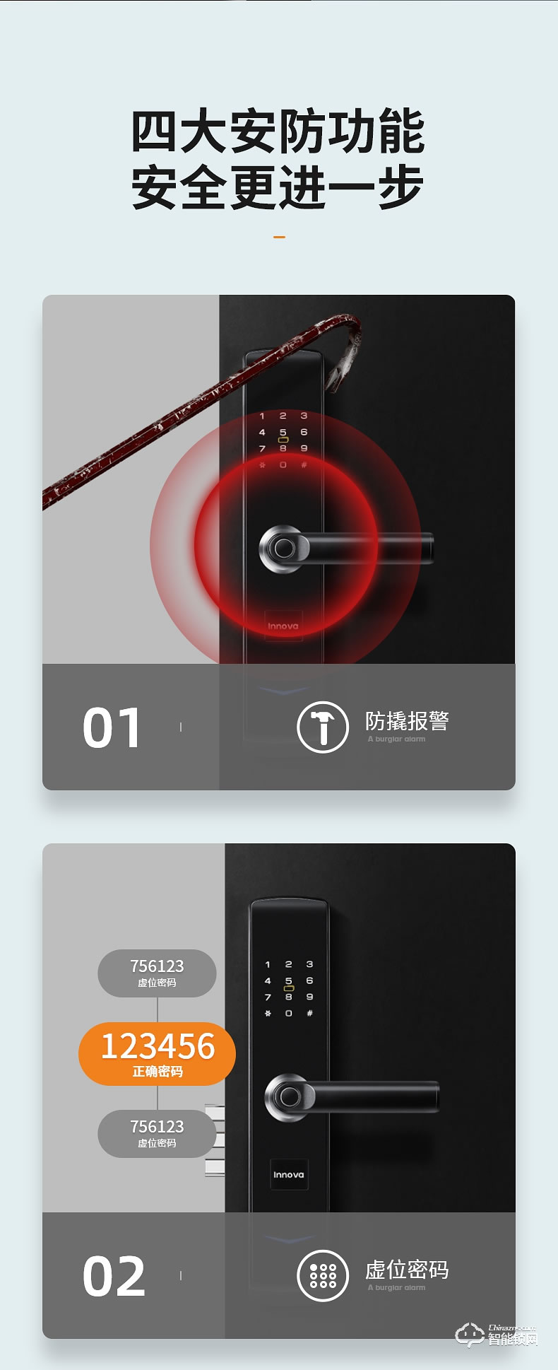 必达智能锁A6 升级黑晶面板  安防一步到位