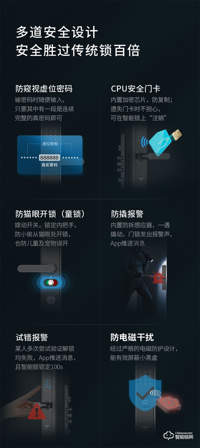 凯迪仕智能锁F300 指纹锁家用防盗门密码锁