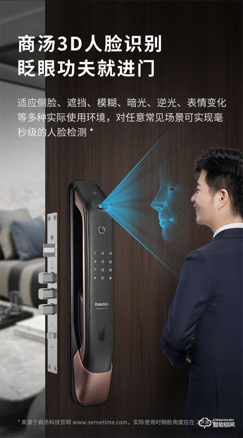 凯迪仕K20-F 3D人脸识别指纹锁家用防盗门锁