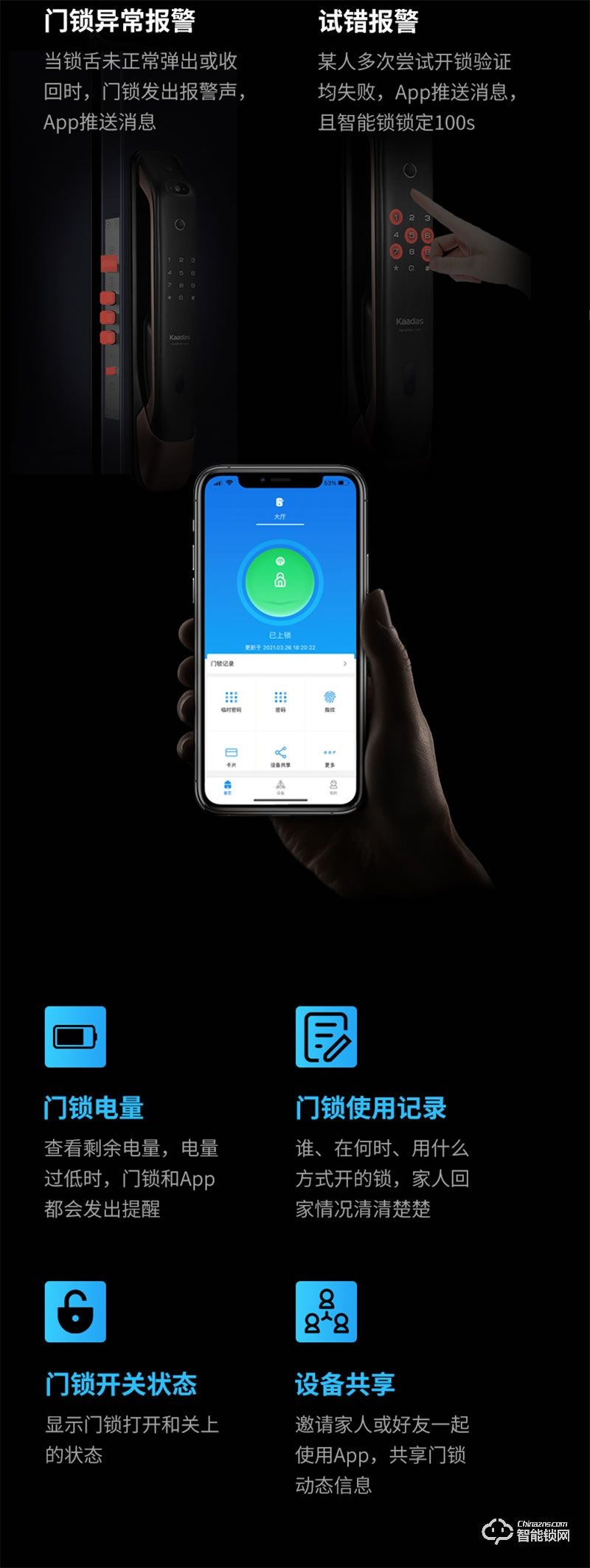 凯迪仕K20-F 3D人脸识别指纹锁家用防盗门锁