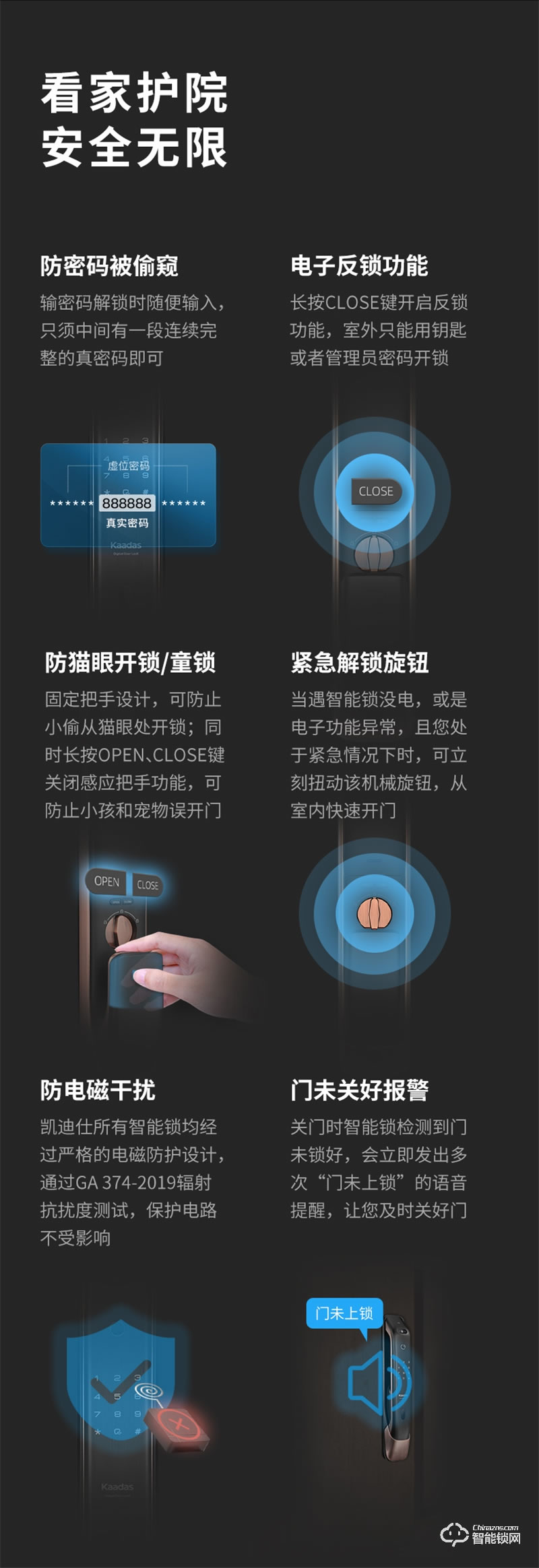 凯迪仕K20-F 3D人脸识别指纹锁家用防盗门锁