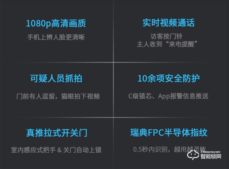 凯迪仕K9-V可视猫眼智能锁全自动指纹锁