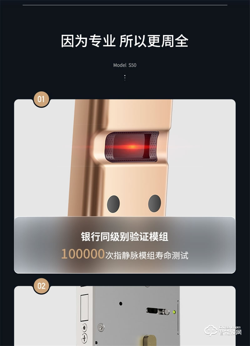 鹿客S50全自动智能锁 指静脉智能门锁家用电子锁