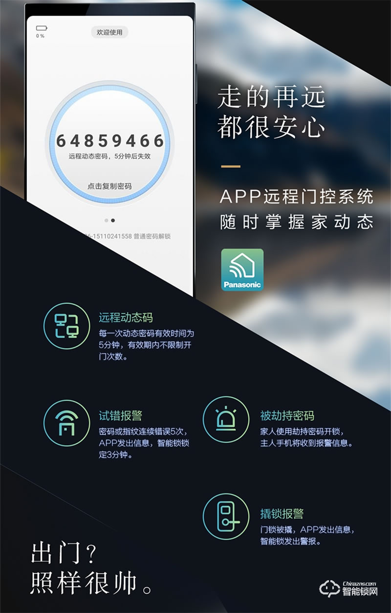 松下电子锁VP75 人脸识别密码智能门锁