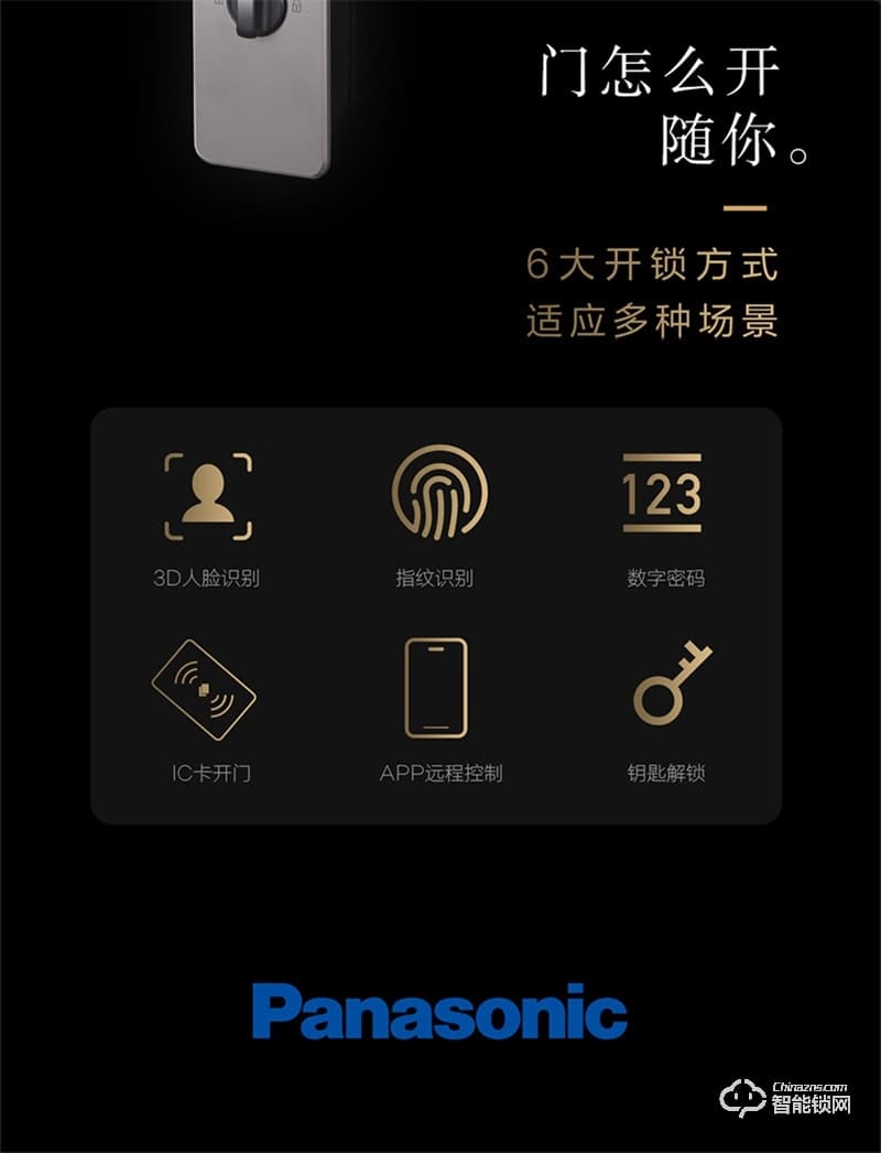 松下电子锁VP75 人脸识别密码智能门锁