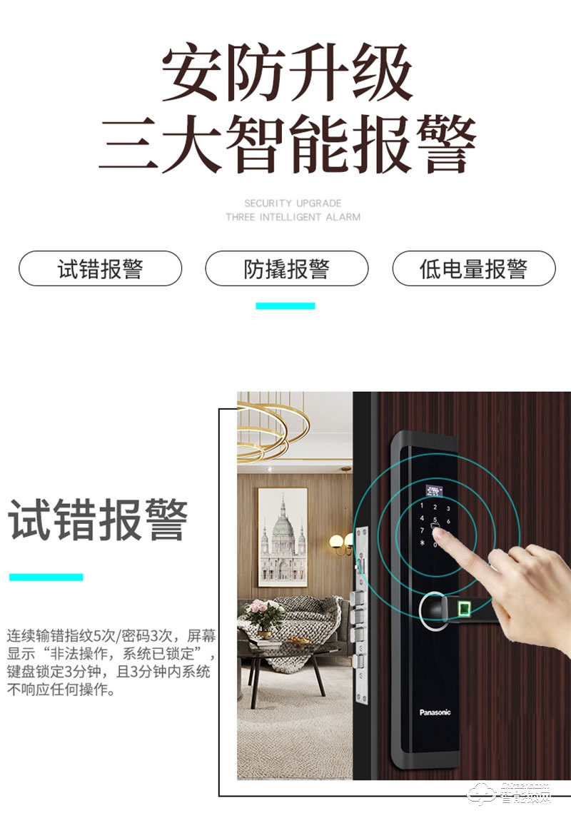 松下指纹密码锁X1 电子门锁家用安全智能防盗电子锁