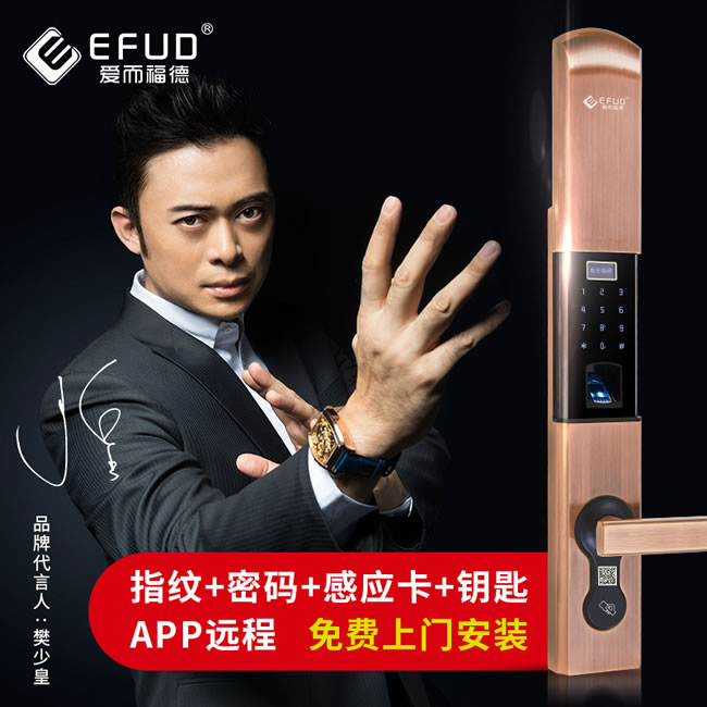 爱而福德指纹锁 家用防盗门指纹 APP远程遥刷卡电子门禁锁
