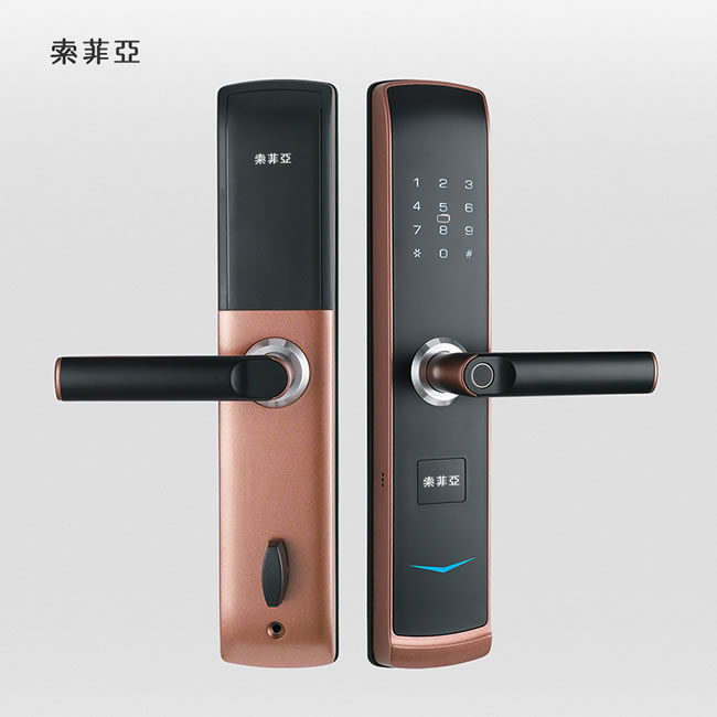 索菲亚智能锁 S16微信指纹密码磁卡锁