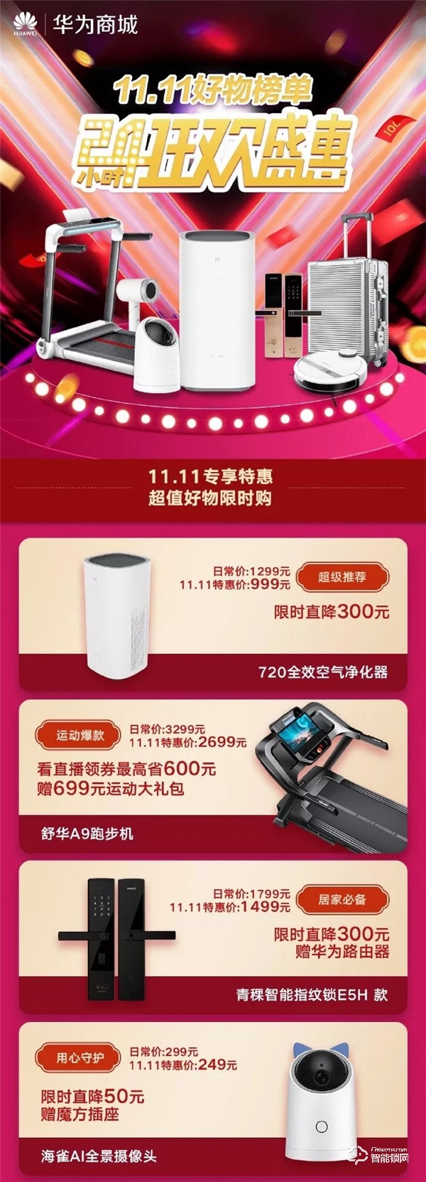 青稞智能锁狂欢盛惠！华为商城双11大促完美收官！