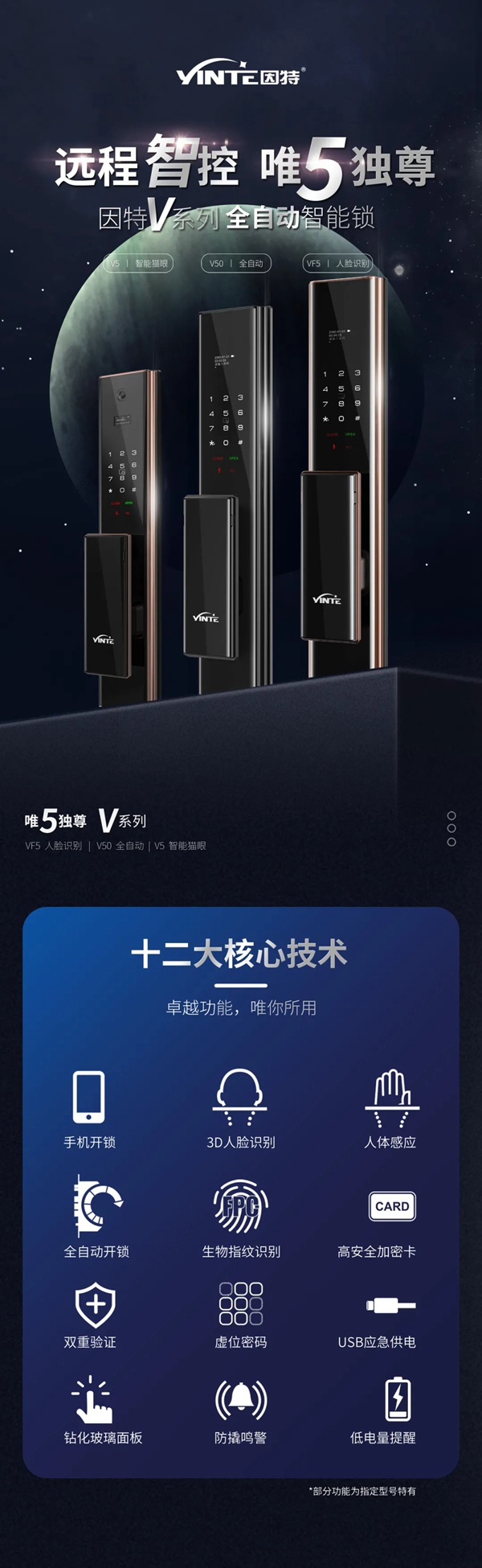因特智能锁新品成团上市，因特唯5独尊