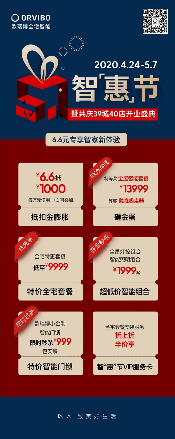 欧瑞博51智惠节 | 共庆39城40店开业盛典，6.6元专享智家新体验